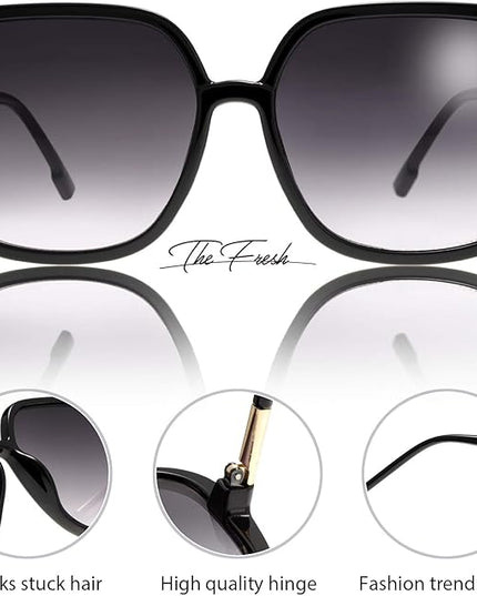 The Fresh Women's Oversized Square Jackie O Cat Eye Hybrid Butterfly Fashion Sunglasses - Exquisite Packaging