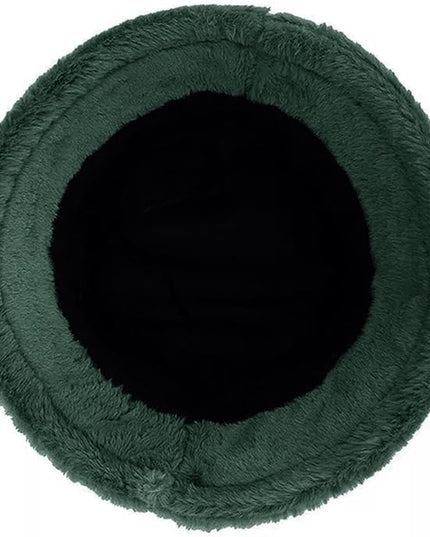 Women Plush Fluffy Bucket Hat Warm Lining Winter Faux Fur Cozy Wide Brim Winter