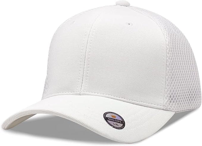[2 Pack] Hybrid Stretch-Fitted Trucker Cap, Baseball Cap with Air Mesh