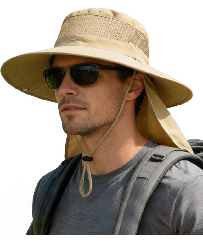 ZOORON Sun Hats for Men Women Fishing Hat with Neck Flap,UPF 50+ Sun Hat Waterproof Wide Brim Bucket Hats for Safari Hiking