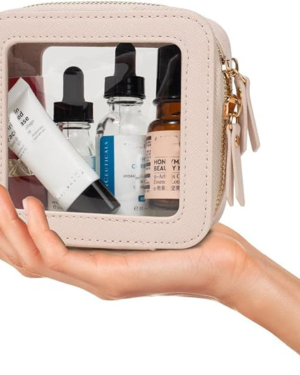Travel Clear Makeup Bag Set, TSA Approved Cosmetic Bag Case with Zipper Portable Makeup Pouch Toiletry Bag Traveling Cosmetic Organizer Storage Bag Car Organizer Car Essentials