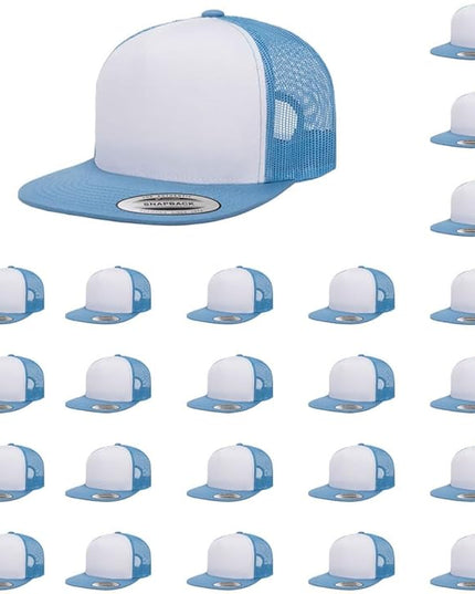 Yupoong 5-Panel YP Classic Trucker Cap | High Profile Flat Visor Snapback | OSFM | Bulk Packs Available