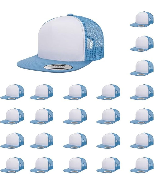 Yupoong 5-Panel YP Classic Trucker Cap | High Profile Flat Visor Snapback | OSFM | Bulk Packs Available