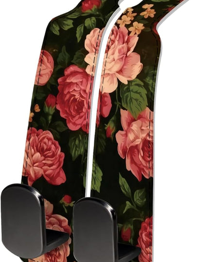 Car Seat Headrest Hook, Universal Leather Cute Hanger Holder Hook, Storage Organizer Interior Accessories for Purse Bags Handbag Cute Red Flowers