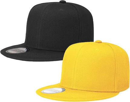 Classic Snapback Hat Cap Hip Hop Style Flat Bill Blank Solid Color Adjustable Size