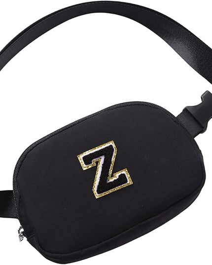 Glratn Initial Letter Belt Bag Crossbody Bags Fanny Pack For Girls，Birthday Gifts for 6 7 8 9 10 11 12 13 14 15 Year Old Girls,Purse for Kids,Cute Teen Trendy Stuff Travel Essentials.（Black-Z）
