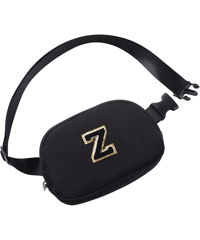 Glratn Initial Letter Belt Bag Crossbody Bags Fanny Pack For Girls，Birthday Gifts for 6 7 8 9 10 11 12 13 14 15 Year Old Girls,Purse for Kids,Cute Teen Trendy Stuff Travel Essentials.（Black-Z）