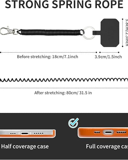 Phone Tether Lanyard Anti Theft Strap with Carabiner - Anti-Drop Outdoor Accessory for Skiing, Hiking, Cycling, Fishing & Climbing - Fit Most Cell Phones (Black+Black)