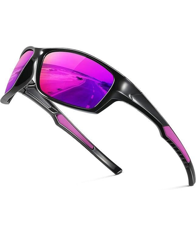 Fanshen Polarized Sunglasses for Men Women, Wrap Around Sunglasses for Mens Womens Cycling Running UV Protection