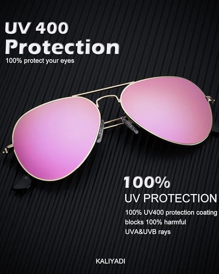 KALIYADI Classic Aviator Sunglasses for Men Women Driving Sun glasses Polarized Lens UV Blocking