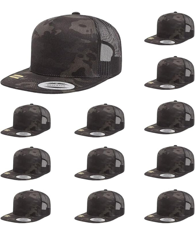 Yupoong 5-Panel YP Classic Trucker Cap | High Profile Flat Visor Snapback | OSFM | Bulk Packs Available