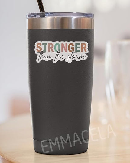 (3PCS) Stronger Than The Storm Sticker, Inspirational Stickers - Motivational Vinyl Decal for Laptop, Tumbler, Water Bottle, Scrapbook Size 3" x 1.2 "