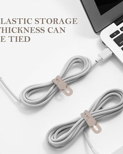 Donruby 30Pcs Silicone Cable Ties - Reusable & Washable with Adjustable Locking Buckles, High Elasticity Cable Management Straps for Home, Office, School, Travel Essential Cord Organizer (Khaki)