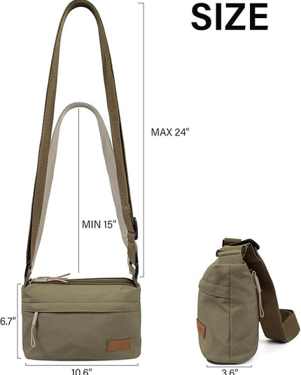 Crossbody Sling Bag Canvas Purse Small Shoulder Handbag 5 Pocket Casual Travel Messenger Hobo Bag Phone Satchel Backpack