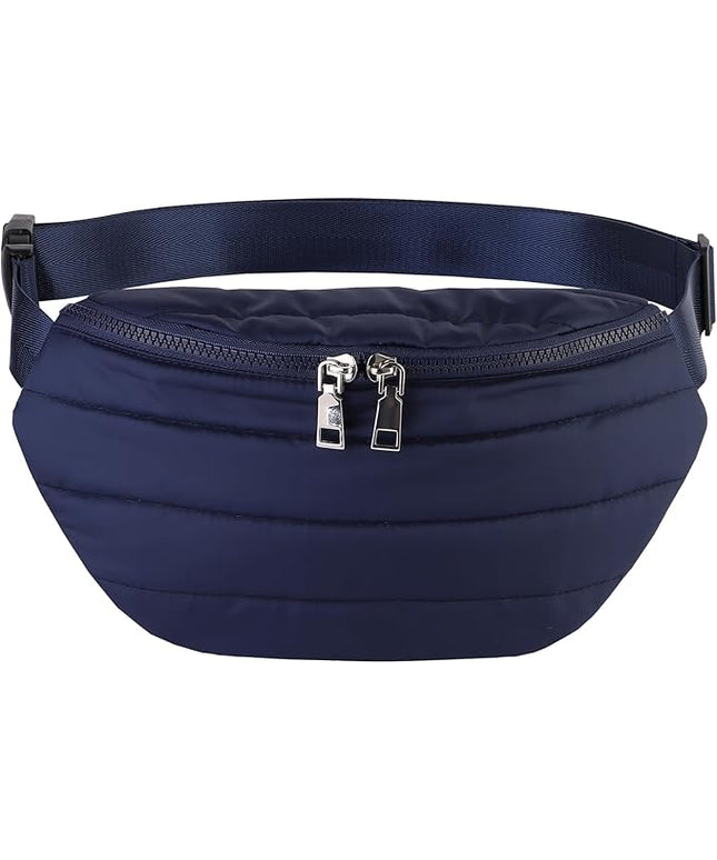Fanny Packs for Women Fashion Waist Packs Quilted Puffer Belt Bag Puffy Crossbody Bags Sling Purse for Women Travel Running