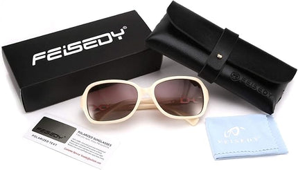 FEISEDY Vintage Square Polarized Sunglasses for Women UV400 Travel Driving Fashion Arcuate Sunglasses B2526