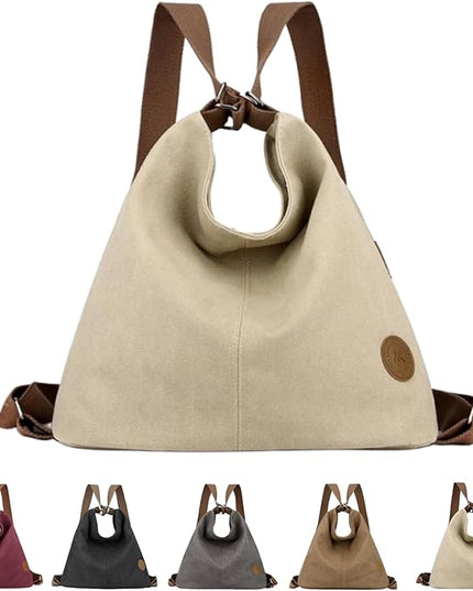 Multi Ways Convertible Canvas Shoulder Bag Tote Purse Backpack Crossbody Bags for Women Trendy Vintage Small Travel