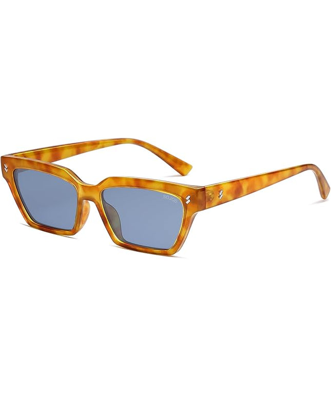 SOJOS Trendy Polarized Sunglasses Womens Men Retro Vintage 90s Cute Cat Eye Narrow Sun Glasses SJ2381