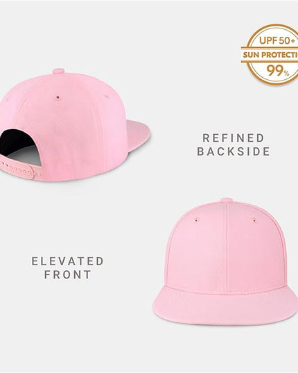 CHOK.LIDS Flat Bill Visor Classic Snapback Hat Blank Adjustable Brim High Top End Trendy Color Style Plain Tone Baseball Cap