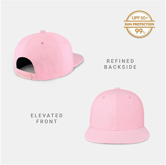 CHOK.LIDS Flat Bill Visor Classic Snapback Hat Blank Adjustable Brim High Top End Trendy Color Style Plain Tone Baseball Cap