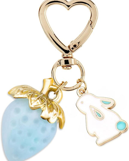 Agromusk Cute Strawberry Keychain,Bag Charms,Kawaii Heart Flower Daisy Key chains Accessories Decor for Girls Purse Gift
