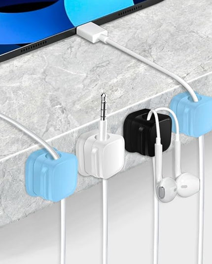 18 Pack Cord Organizer Holder, Magnetic Cable Clips Management, Easy Adhesive Phone Charging Cable Keeper, Hide Or Organize Desk Cable for Kitchen, Office, Car, Nightstand（3Colors）