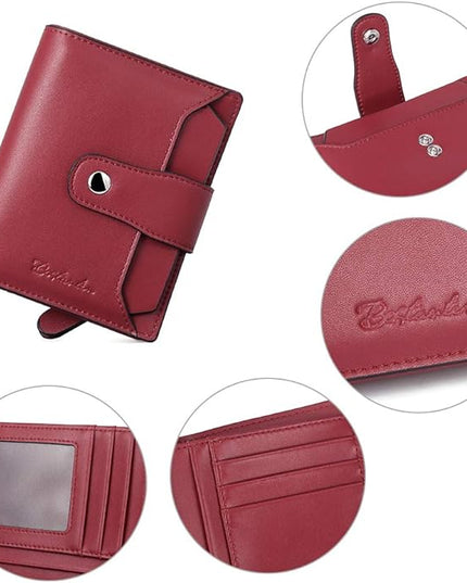BOSTANTEN Women Leather Wallet RFID Blocking Small Bifold Zipper Pocket Wallet Card Case Purse with ID Window