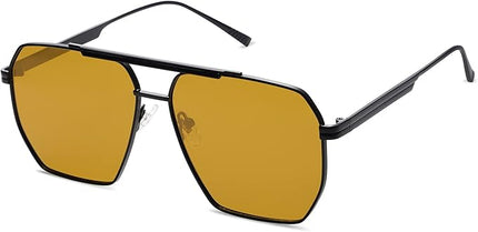 SOJOS Retro Oversized Square Polarized Sunglasses for Women Men Vintage Shades Classic Large Metal Sun Glasses
