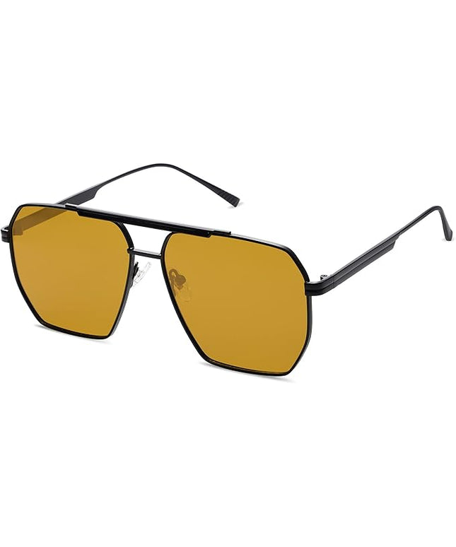 SOJOS Retro Oversized Square Polarized Sunglasses for Women Men Vintage Shades Classic Large Metal Sun Glasses