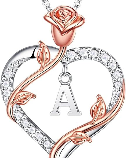 Iefil Christmas Gifts for Women Wife - 925 Sterling Silver Heart Initial Necklace, Anniversary Birthday Gifts for Women, Jewelry Gift for Wife Girlfriend Mom