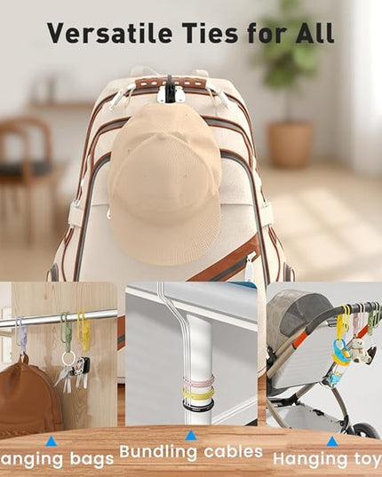 Data Cable Organizer, 2026 Upgrade Reusable Silicone Cable Ties, Elastic Cord Management Straps for Fastening and Bundling Various Cable Cords Wires (10pc)