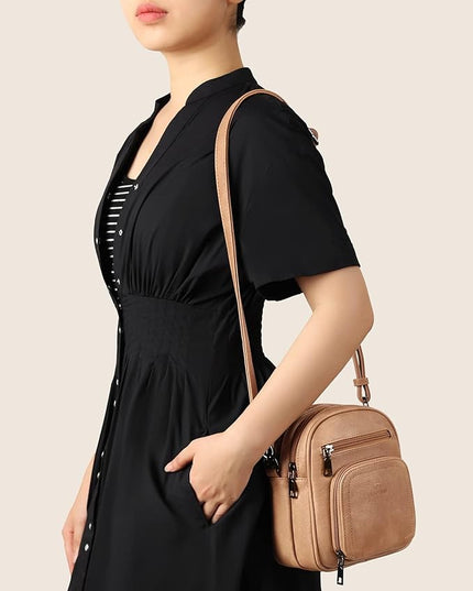 FADEON Small Purses for Women Crossbody Bags, Designer PU Leather Mini Cross Body Purse Travel Shoulder Bag Card Slots