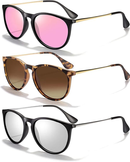 CHBP Sunglasses Womens Men Polarized UV Protection Trendy Vintage Retro Round Mirrored Lens Sunglasses For Women