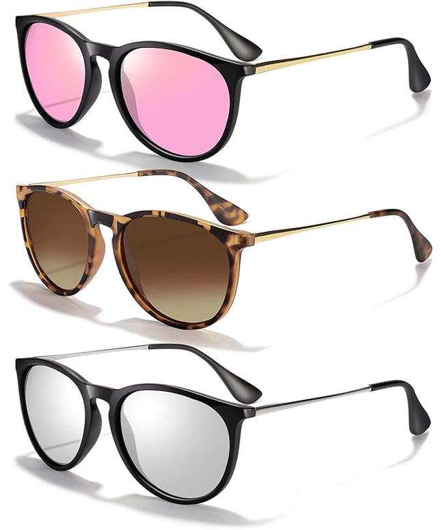 CHBP Sunglasses Womens Men Polarized UV Protection Trendy Vintage Retro Round Mirrored Lens Sunglasses For Women