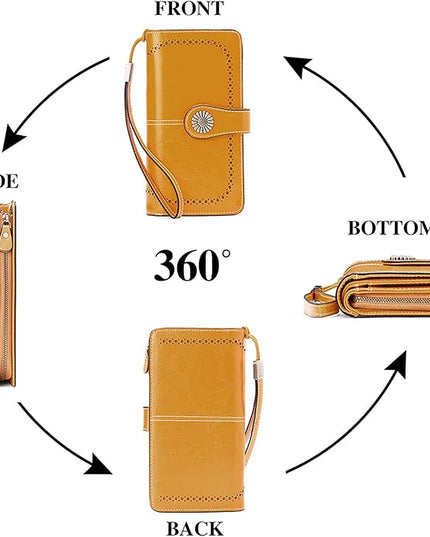 SENDEFN Wallets for Women Leather Credit Card Holder with RFID Blocking Large Capacity Wristlet | with RFID Blocking, Large Capacity, Wristlet, with RFID Blocking, Large Capacity, Wristlet