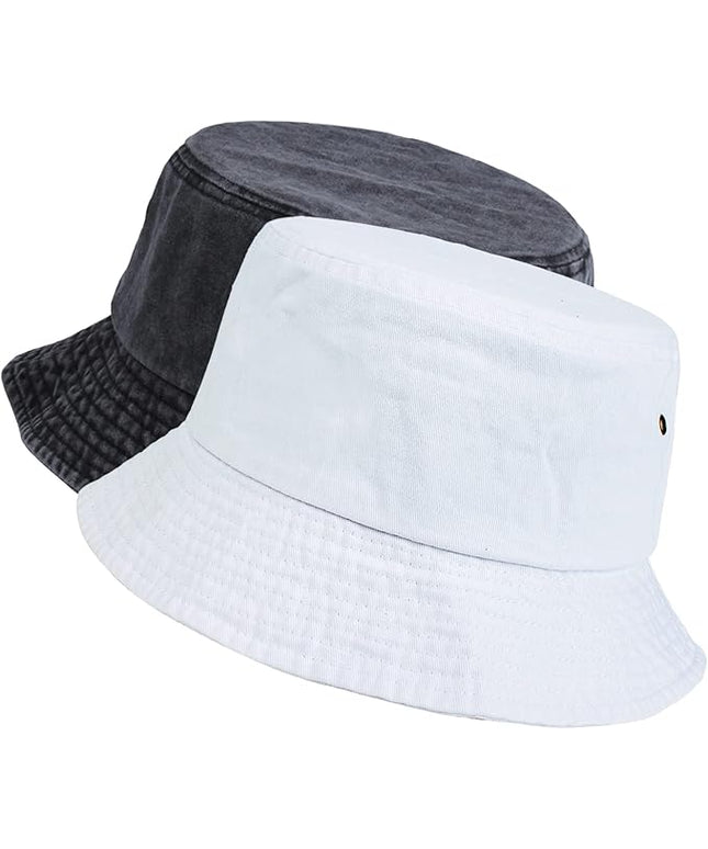 kozinu Washed Cotton Bucket Hats Packable Summer Outdoor Cap Travel Beach Sun Hat Plain Colors for Men Women