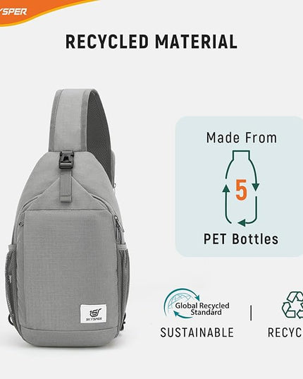 SKYSPER Sling Bag RFID Cross Body Bag Recycled Crossbody Backpack Travel Daypack