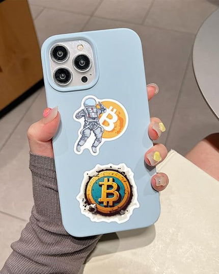 60 Pcs Bitcoin Crypto Sticker Pack Cartoon Vinyl Decals for Laptop Water Bottle Luggage Cup Phone Cryptocurrency Decal, Aesthetic Space Miner, Gift for Traders & Investors