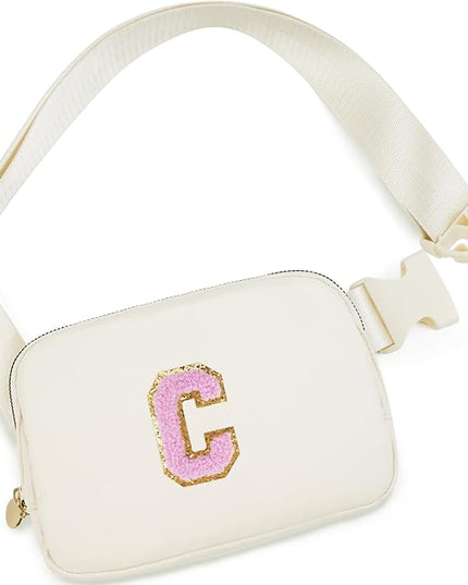 Uygafly Valentines Day Birthday Gift Idea - Preppy Crossbody Bag Fanny Pack for Her - Personalized Cute Trendy Stuff for Girlfriend Bridesmaid Wife Mom,Gifts for 5-16 Year Old Girls | Cream,C