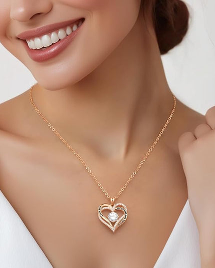 CDE Forever Love Heart Necklaces for Women, Wedding Anniversary, Birthday Mothers Day Christmas Day Gifts for Mom, Mother, Wife, friend, S925 Silver Jewelry with Birthstone Pendant