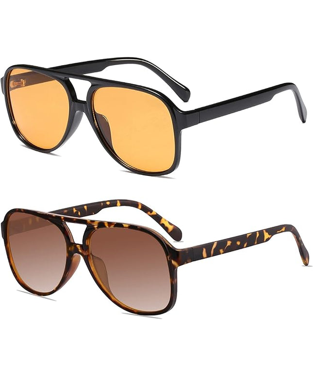 YDAOWKN Retro Aviator Sunglasses for Women Mens Large Frame Classic Vintage 70s Sun Glasses Aviators