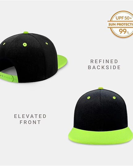 CHOK.LIDS Flat Bill Visor Classic Snapback Hat Blank Adjustable Brim High Top End Trendy Color Style Plain Tone Baseball Cap