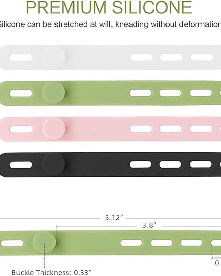 Donruby 24Pcs Silicone Cable Ties - Reusable & Washable with Locking Buckles, Adjustable Fastening Cable Management Straps, Multi-Purpose High Elasticity Cord Organizer (4 Colors)
