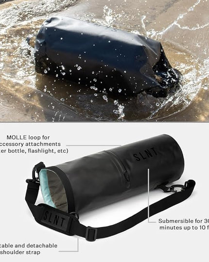 SLNT Waterproof Faraday Dry Bag - 420D Waterproof Nylon Signal Blocking Backpack - Protects Electronics from Water, Spying, Hacking - Blocks RFID, WiFi, Bluetooth, NFC, Cellular, GPS, EMF (5 Liter)