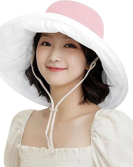 HUAMULAN Women Summer Sun Hat Wide Brim Wired Edge Floral Beach Bucket Hats Reversible Foldable Travel UV Protection Lady Hat
