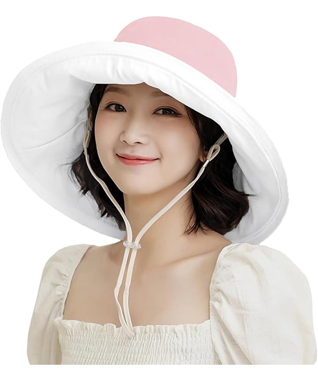 HUAMULAN Women Summer Sun Hat Wide Brim Wired Edge Floral Beach Bucket Hats Reversible Foldable Travel UV Protection Lady Hat