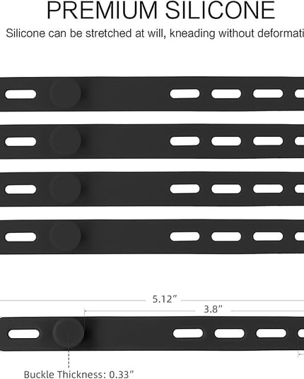 Donruby 24Pcs Silicone Cable Ties - Reusable & Washable with Locking Buckles, Adjustable Fastening Cable Management Straps, Multi-Purpose High Elasticity Cord Organizer (Black)