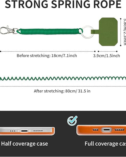 Phone Tether Lanyard Anti Theft Phone Strap with Carabiner Anti-Drop Outdoor Skiing Hiking Cycling Fishing Climbing fit iPhone and Most Cell Phone (Black+Green)