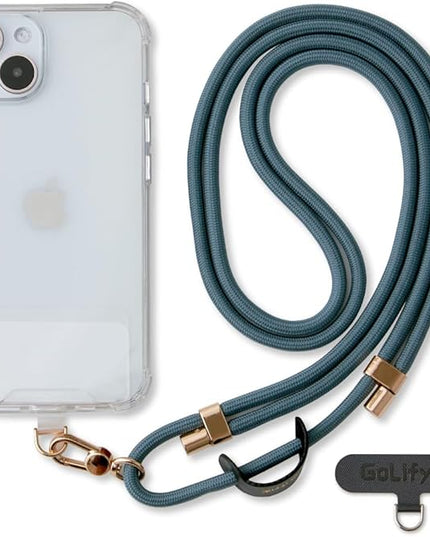 Universal Phone Lanyard, Anti-Theft Crossbody Strap for iPhone 17 Pro Max and Most Smartphones, Adjustable Cell Phone Neck Holder w/ 2 Non-Adhesive Tether Tabs for Men and Women, Teal/Gold