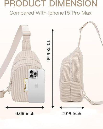 Viverte Small Corduroy Sling Bag Initial Crossbody Bag Fanny Pack for Girls Personalized Birthday Gifts for Teen Girls Gifts